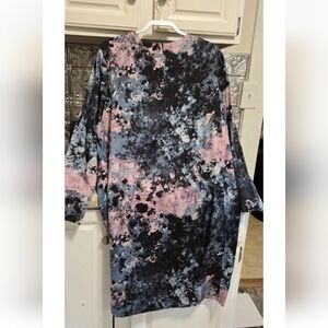 COS Women's Paint Splatter Dress Black/Blue/Purple Tie Dye W/ Pockets Sz 12